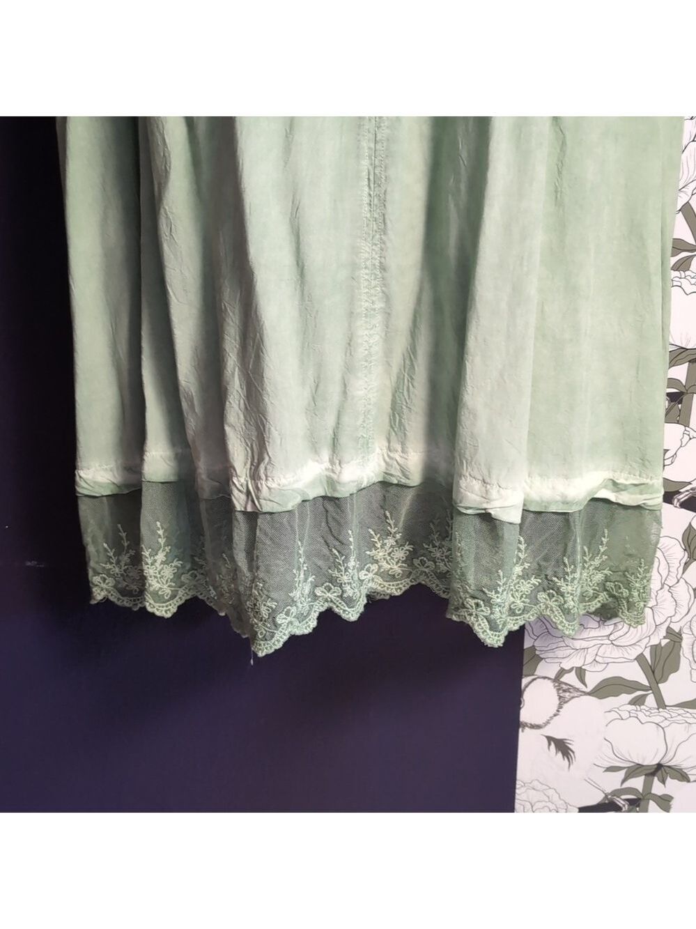 Green Lace Distressed swing dress By Umgee - Picture 5 of 7